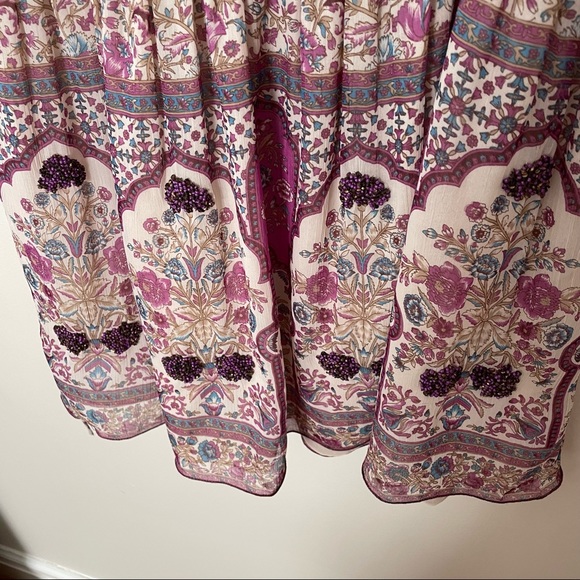 Zadig & Voltaire Rimana Floral Paisley Print Cinch Waist Beaded Dress - Picture 12 of 14